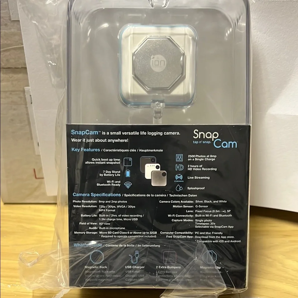 Snap Cam - White and Blue Wearable HD Video Camera